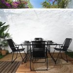 GARDEL - Salon de Jardin Noir Table Métal et Verre trempé et 4 Fauteuils en Toile - Altobuy – Image 4