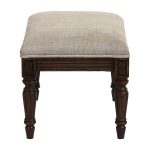 Pouf en frêne et en tissu mastic grisé - Édouard – Image 6